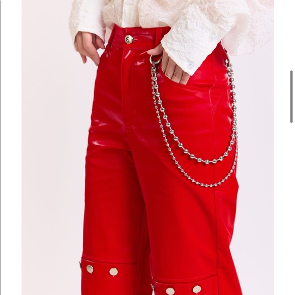 Somewhere Nowhere REBEL FAUX LEATHER BUTTON TROUSERS- M - Picture 9 of 12